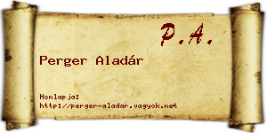 Perger Aladár névjegykártya